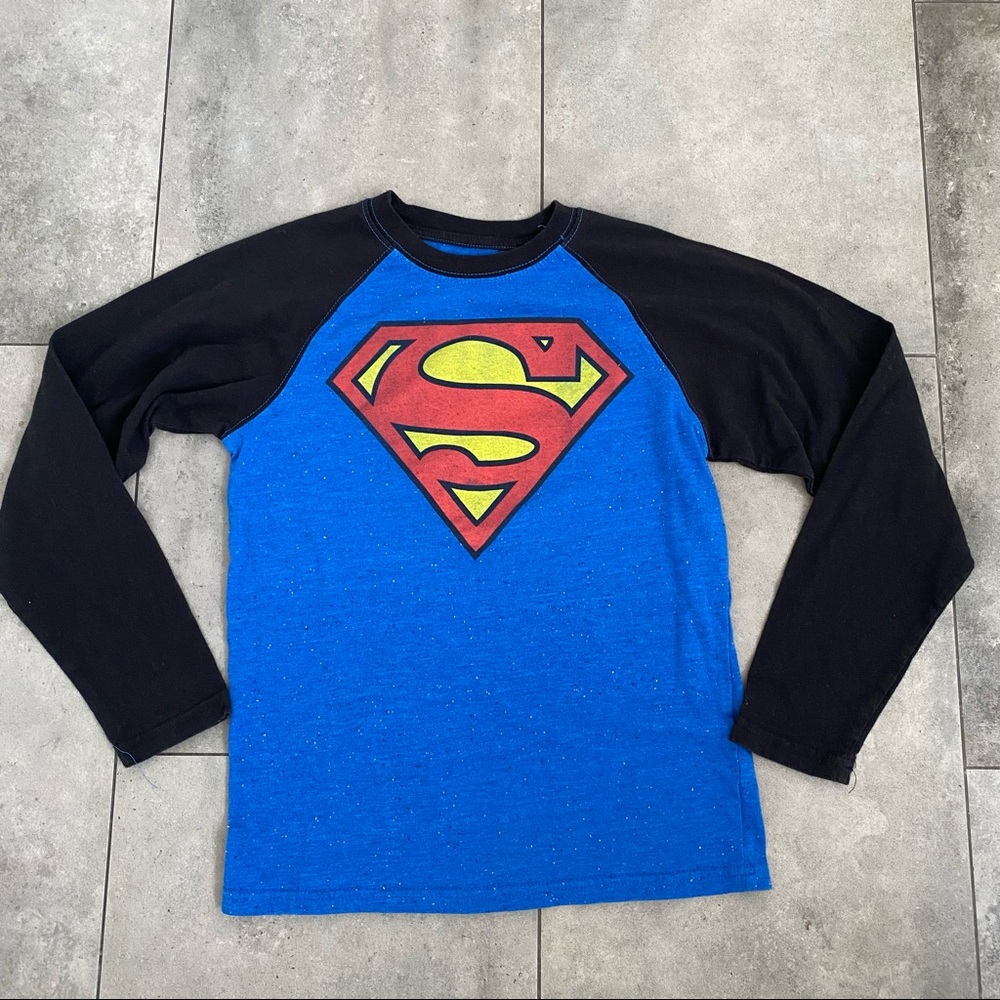 Superman blue black long sleeve shirt 8